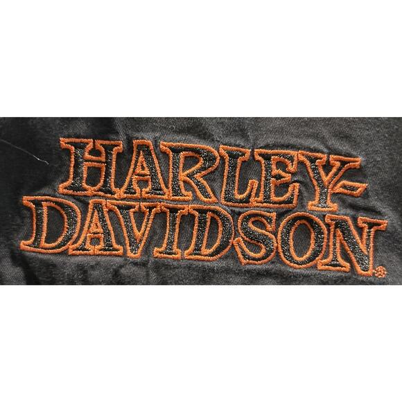 Men’s HARLEY DAVIDSON Black Short Sleeve Button Up Shirt Flames/Skull XL *B6 - Picture 3 of 5